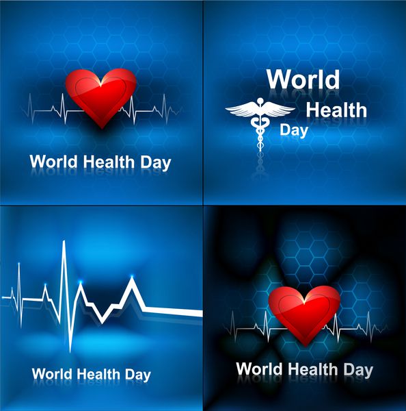 مجموعه مجموعه روز جهانی سلامت مفهوم پس زمینه با وکتور نماد پزشکی