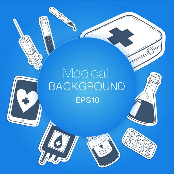 پیشینه پزشکی عناصر وکتور برچسب طرح برای طراحی پزشکی یا مراقبت های بهداشتی