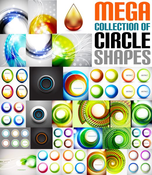 مجموعه مگا ترکیبات دایره ای شکل - پس زمینه نمادها نمادهای چرخشی طرح های چرخشی دکمه ها