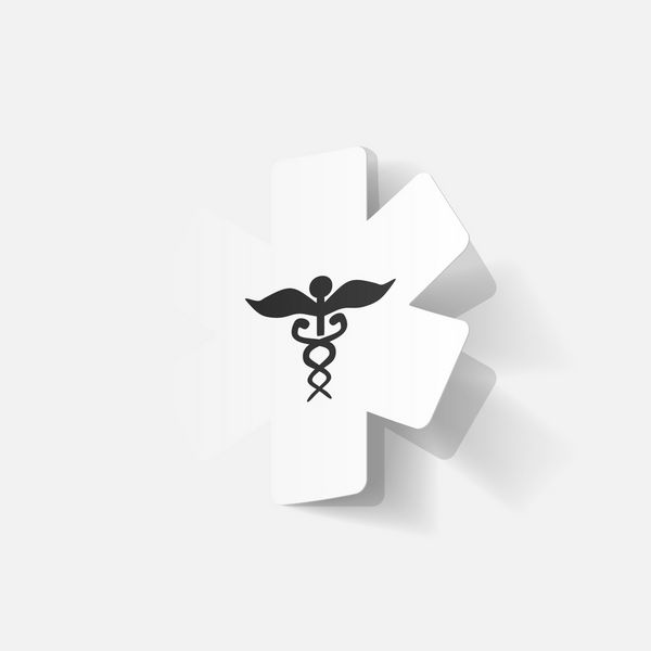 برچسب کاغذ بریده شده نماد مراقبت های پزشکی نماد تصویر جدا شده