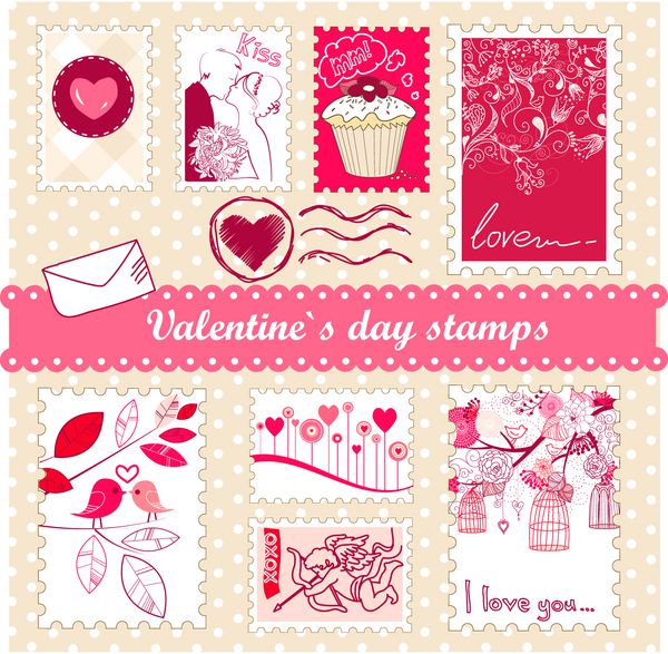 مجموعه ای از تمبرهای روز ولنتاین