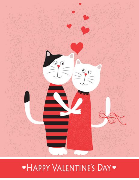 دو گربه عاشق دکوراسیون روز ولنتاین وکتور