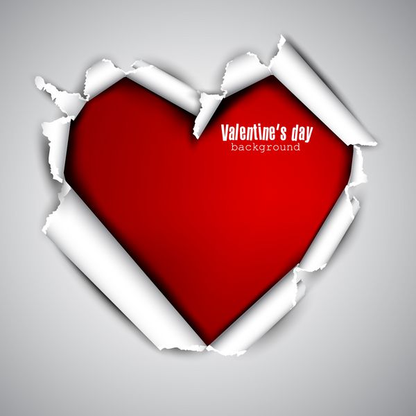 کاغذ پاره شده با فضایی برای متن قلب قرمز پس زمینه وکتور روز ولنتاین