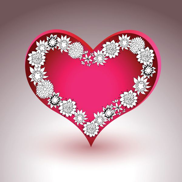 قلب با گل کشیده شده با دست برای مراسم عروسی روز ولنتاین و غیره مفید است