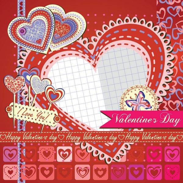 کارت تبریک روز ولنتاین با قلب مرکب نسخه وکتور