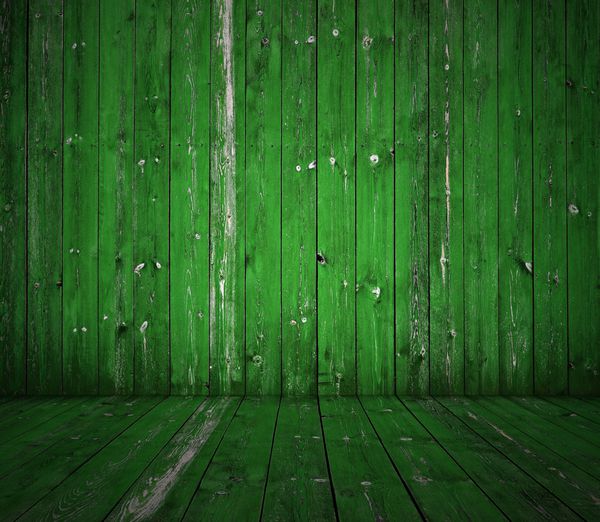 اتاق چوبی قدیمی پس زمینه سبز