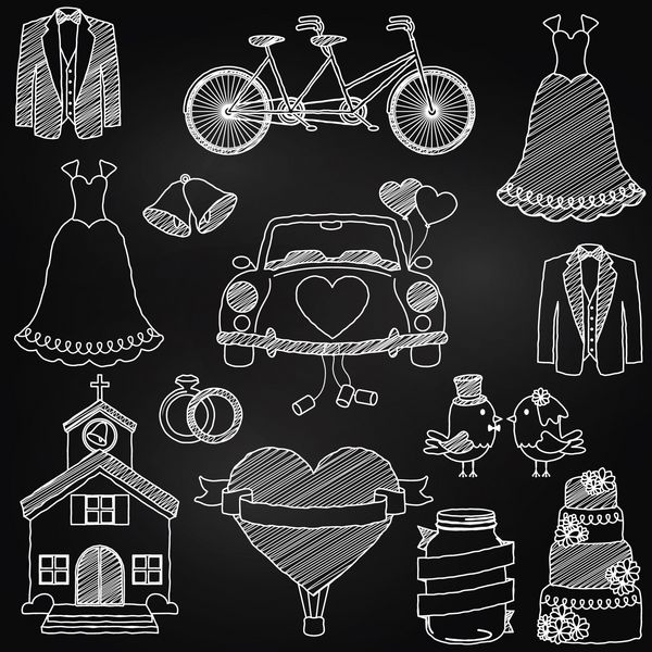 Doodles با تم عروسی به سبک تخته سیاه