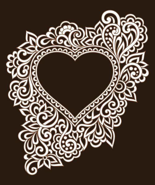 قاب پرآذین با عناصر doodle الگوی قلب برای عروسی یا روز ولنتاین