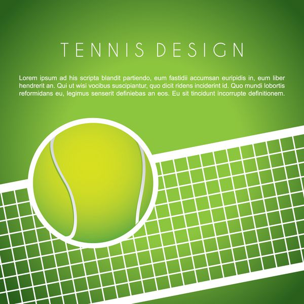 طراحی تنیس بر روی وکتور پس زمینه سبز
