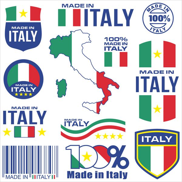 برچسب تمبر نشان سپر پرچم وکتور نماد ایتالیا