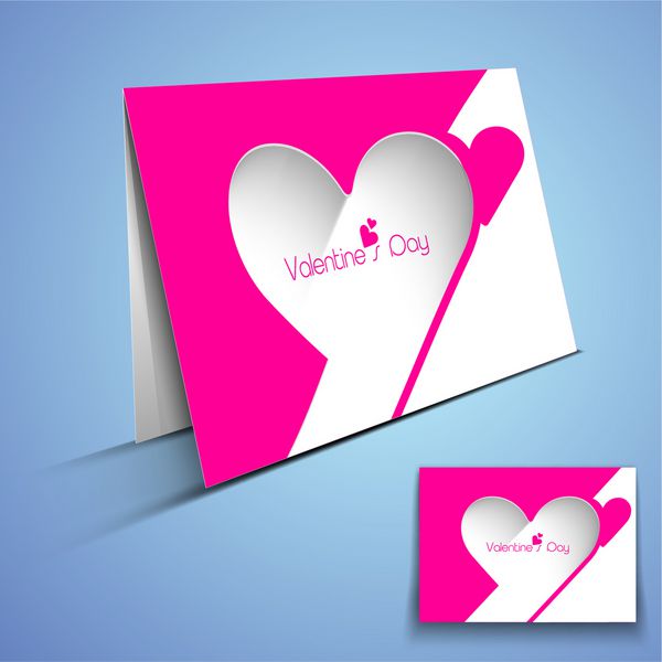 کارت پستال یا کارت هدیه روز ولنتاین مبارک با طرح قلب در زمینه آبی