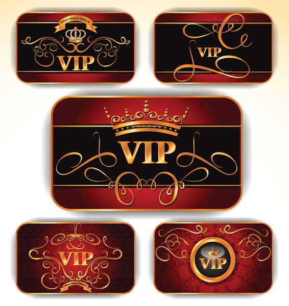 کارت‌های طلایی VIP وکتور قرمز ظریف