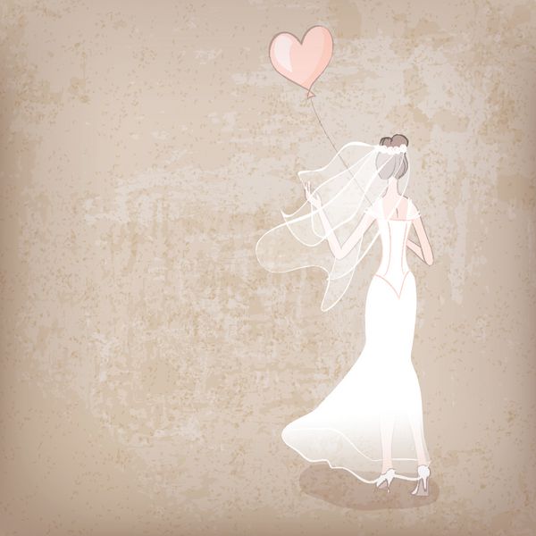 عروس در لباس عروس با بادکنک - وکتور
