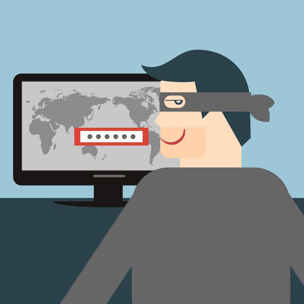 هکر وکتور برای دزدی که داده های حساس را به عنوان رمز عبور از رایانه شخصی می دزدد که برای کمپین های ضد فیشینگ و ویروس های اینترنتی مفید است هک مفهوم شبکه اجتماعی اینترنتی