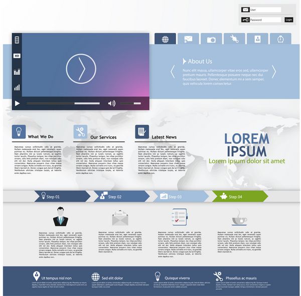 قالب وب سایت تجاری - طراحی صفحه اصلی - تمیز و ساده -