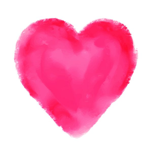 قلب قرمز آبرنگ جدا شده در پس زمینه سفید کارت روز ولنتاین تعطیلات نقاشی با دست - وکتور