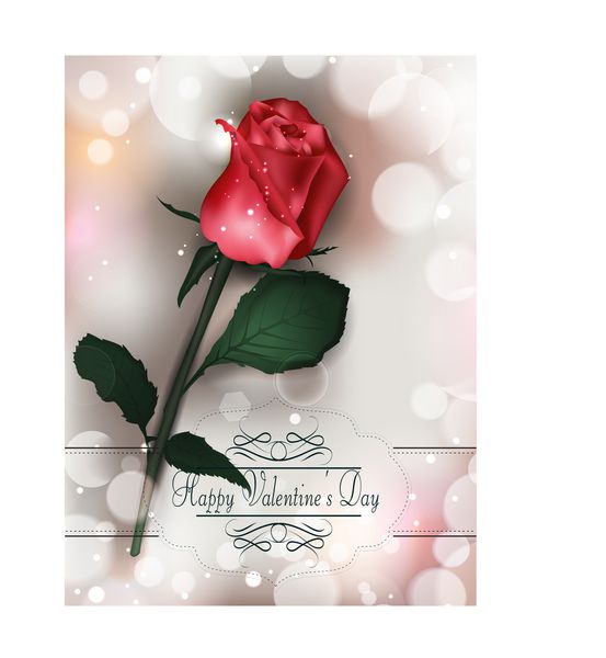 کارت تبریک روز ولنتاین با گل رز قرمز در زمینه بژ
