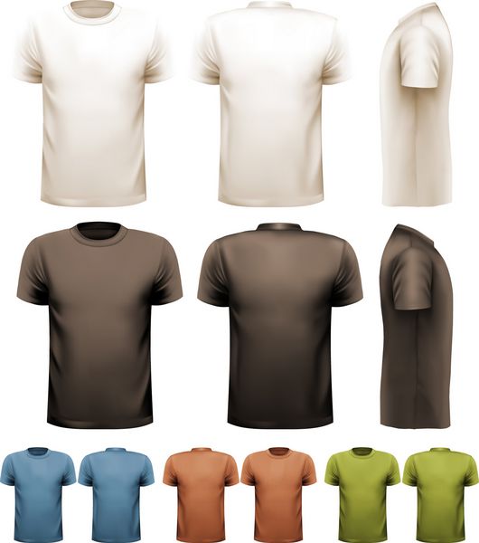 تی شرت های رنگارنگ مردانه قالب طراحی بردار