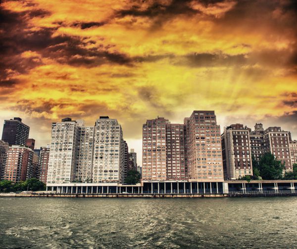 نیویورک خط افق منهتن و ساختمان های شهر