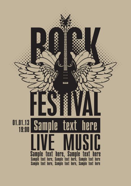 جشنواره راک بیلبورد با گیتار الکتریک با بال