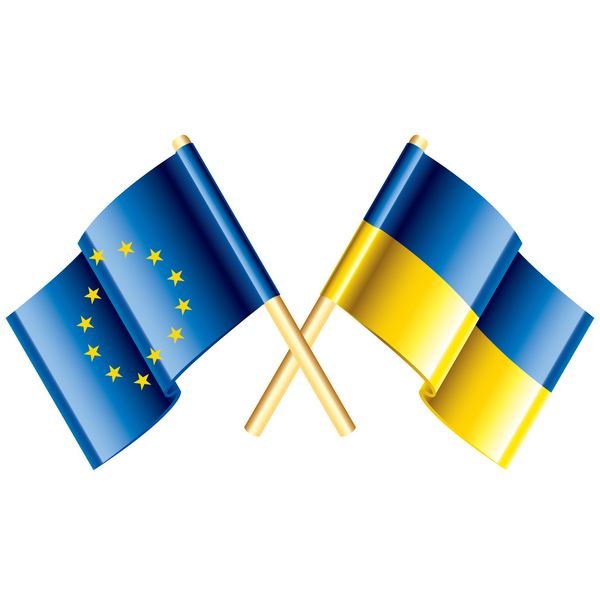 پرچم های وکتور اتحادیه اروپا و اوکراین
