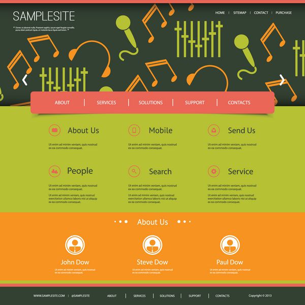 طراحی سایت با آیکون های موسیقی