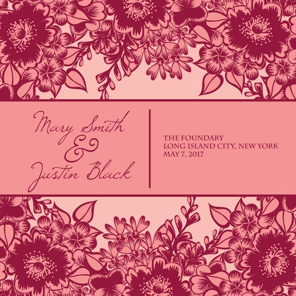 کارت دعوت عروسی با عناصر گلدار