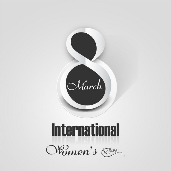 المان طراحی زیبا برای روز زن با متن 8 مارس پس زمینه رنگارنگ خاکستری