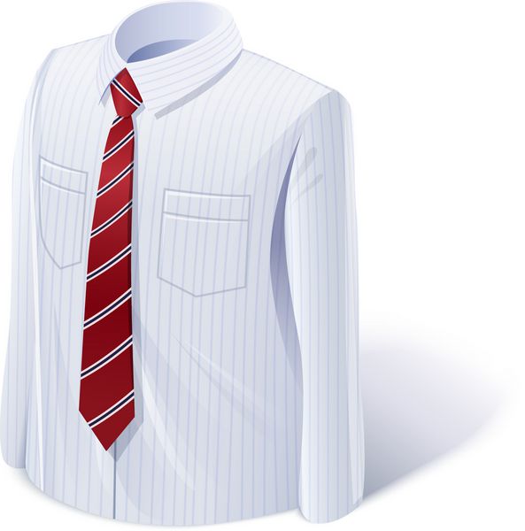 پیراهن سفید با کراوات وکتور جدا شده در زمینه سفید