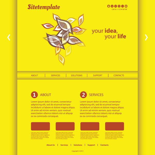 طراحی وب سایت با پس زمینه سربرگ انتزاعی - الگوی برگ