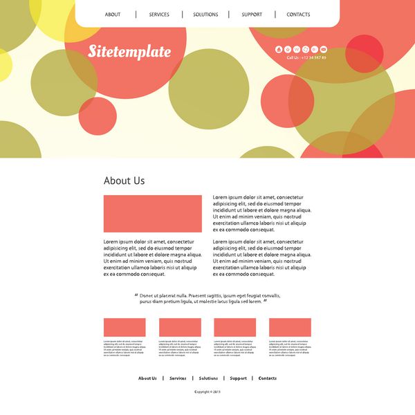 قالب وب سایت با طراحی سربرگ انتزاعی رنگارنگ