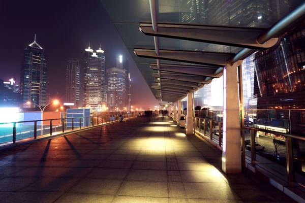 شهر مدرن در شب شانگهای چین a