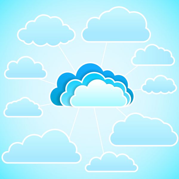 محاسبات ابری آبی با اتصال به ابرهای ثانویه پس زمینه وکتور