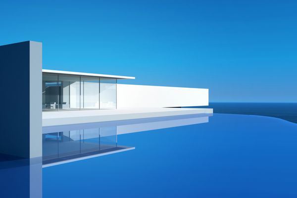 رندر سه بعدی از طراحی خانه مینیمالیستی