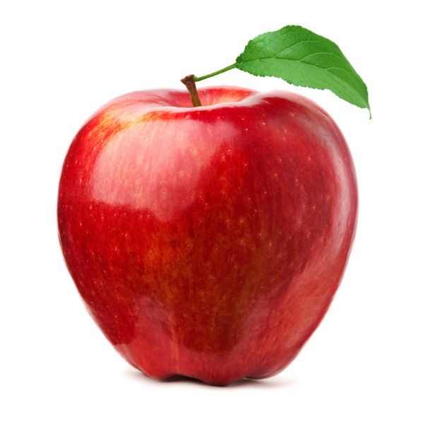 سیب قرمز در پس زمینه سفید