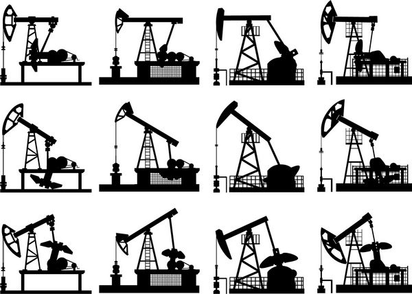 سیلوئت های واحدهای صنعت نفت پمپ روغن را در موقعیت های مختلف تنظیم کنید