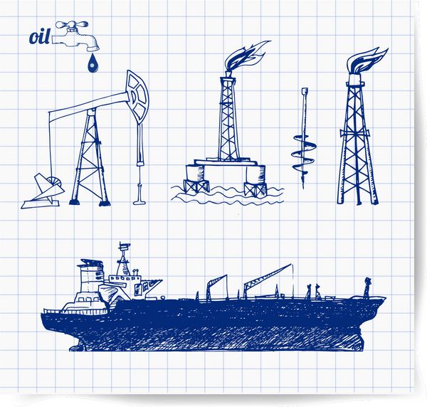 طرح های سکوهای نفتی سکوی حفاری دریایی و کشتی نفتکش وکتور