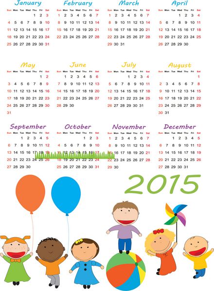 تقویم زیبا در سال 2015 با بچه های شاد