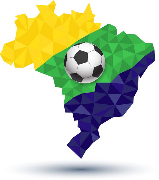نقشه انتزاعی برزیل با توپ فوتبال می توانید برای چاپ جشنواره ورزشی فوتبال مسافرتی برزیل استفاده کنید