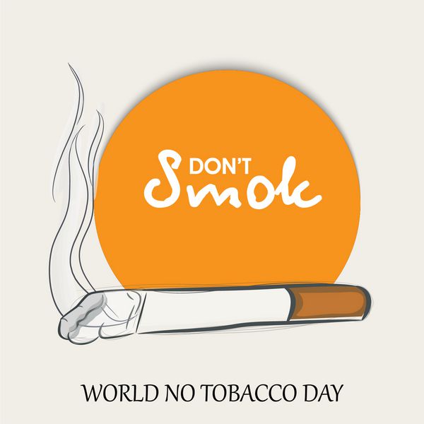 طراحی برچسب برچسب یا برچسب شیک برای روز جهانی بدون دخانیات با متن سیگار نکش و سیگار سوزان