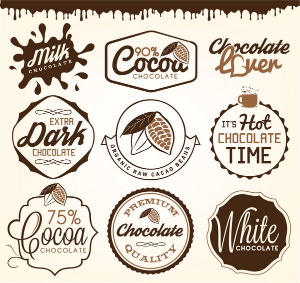 عناصر طراحی شکلات برچسب ها و نشان ها به سبک قدیمی