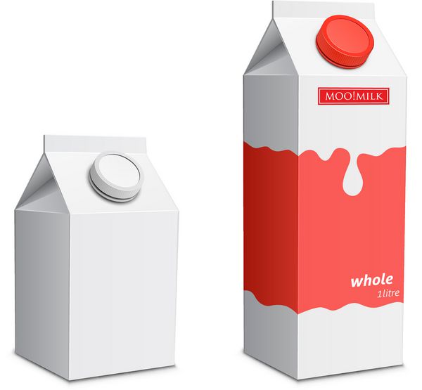 مجموعه جعبه های شیر کارتن شیر با درپوش پیچ