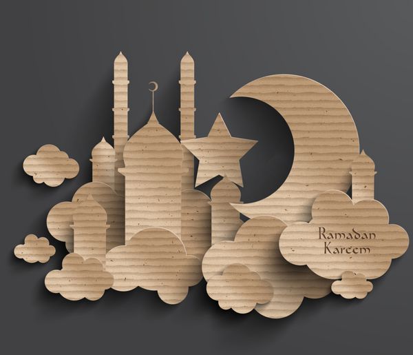 وکتور گرافیک مقوایی مسلمان سه بعدی ترجمه رمضان کریم - سخاوتمندی شما را در ماه مبارک برکت دهد