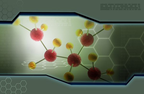 تصویر دیجیتالی از مولکول ها در پس زمینه انتزاعی