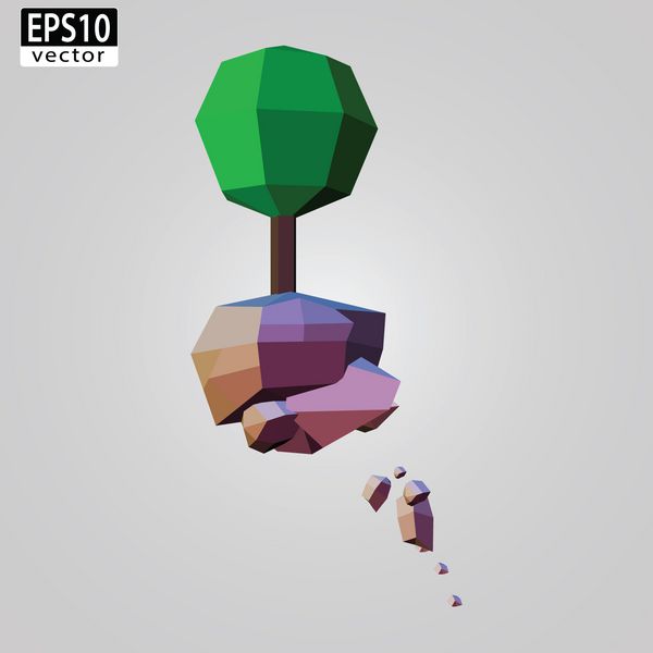 Flying Low Poly Tree وکتور