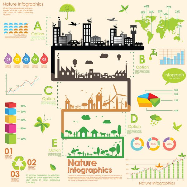 تصویر درخت در اینفوگرافیک پایداری