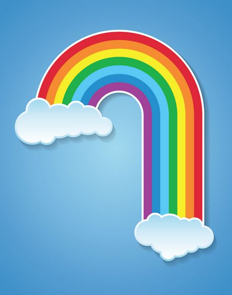 نماد وکتور رنگین کمان و ابرها در آسمان