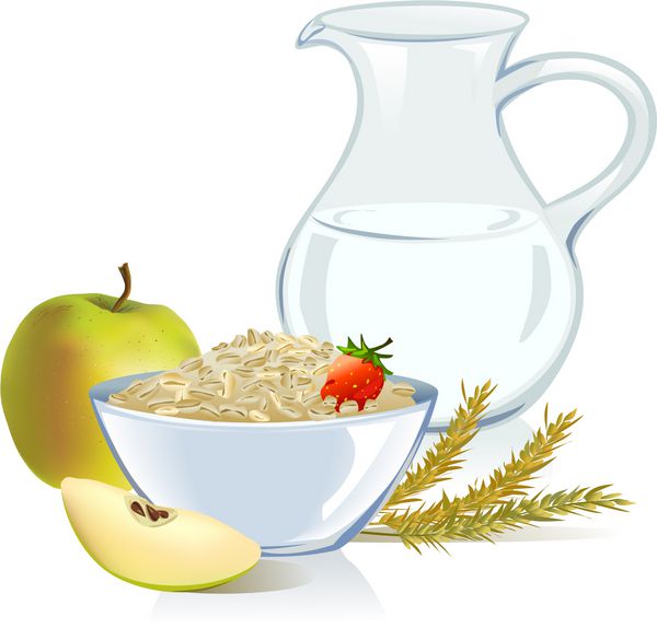 غذای سالم غلات شیر سیب وکتور