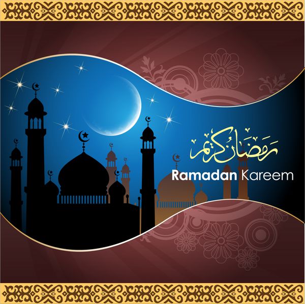 تبریک ماه مبارک رمضان به خط عربی کارت تبریک اسلامی ماه مبارک رمضان کریم وکتور 