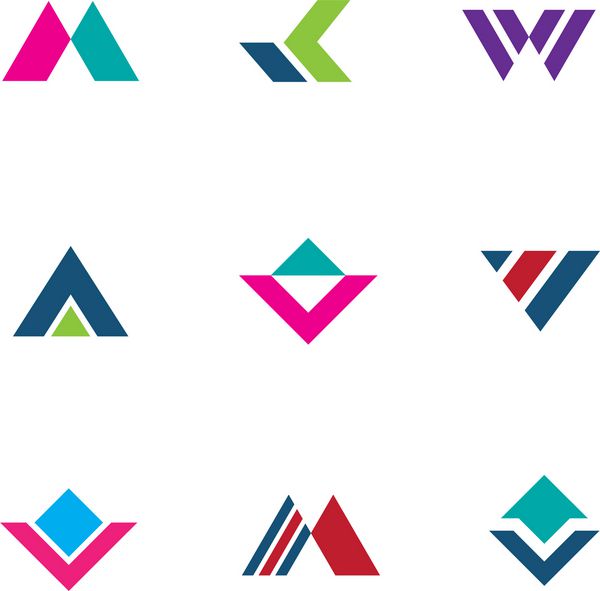 مجموعه ای از آیکون های ایجاد برند لوگوی قدرتمند شرکت پایه هرم مثلث